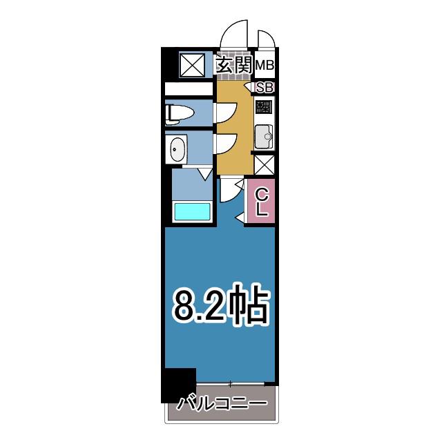 S-RESIDENCE堀田駅前FUTUR(1K/8階)の間取り写真