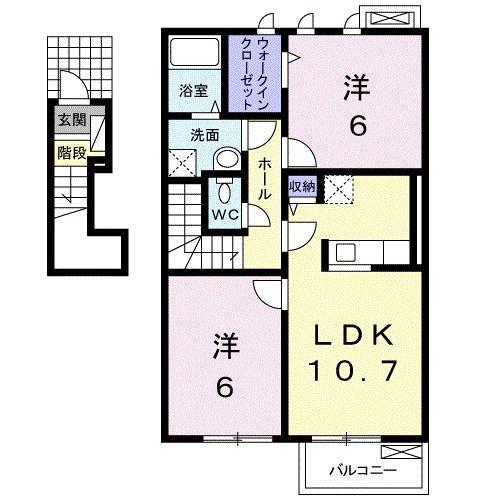 ルース デラ プレッソ III(2LDK/2階)の間取り写真
