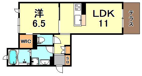 ヴィラージュ山手(1LDK/1階)の間取り写真