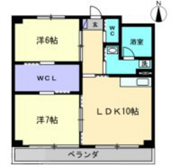 ハアラン御南(2LDK/4階)の間取り写真