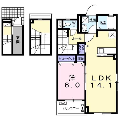アルバートブローテ上柴(1LDK/3階)の間取り写真
