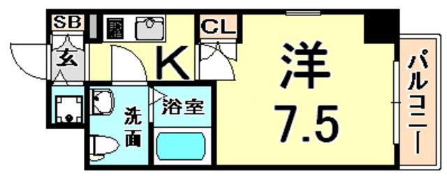 エス・キュート尼崎2(1K/5階)の間取り写真