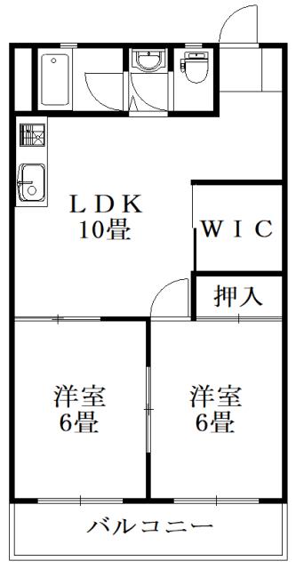 コーポ林第二ビル(2LDK/3階)の間取り写真