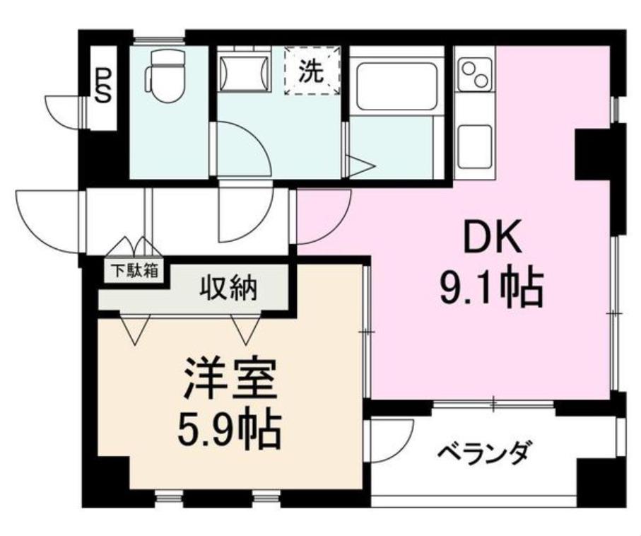 ボナールK(1DK/3階)の間取り写真