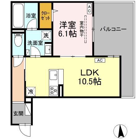 エスペリア栄町(1LDK/2階)の間取り写真