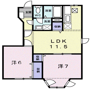 ハイム万々(2LDK/1階)の間取り写真