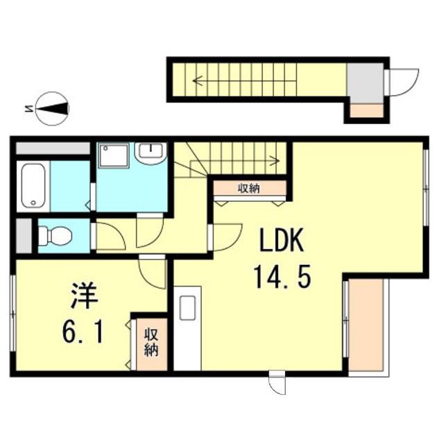 ヴィーブル東二見(1LDK/2階)の間取り写真