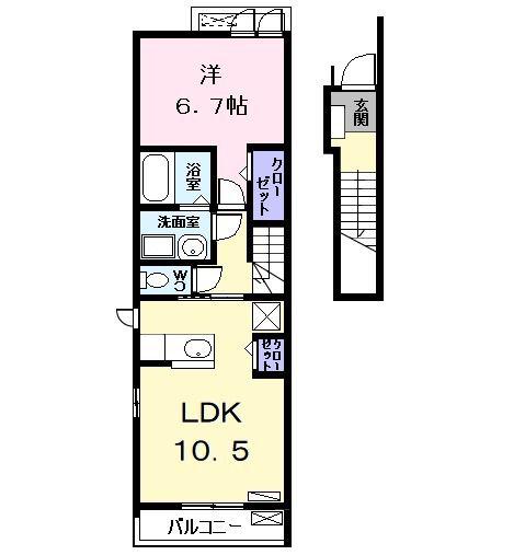 アヴェニュー長良(1LDK/2階)の間取り写真