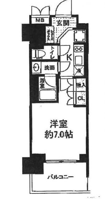 ルネフラッツ谷町四丁目(1K/12階)の間取り写真