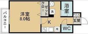 ポミエ北山(1K/1階)の間取り写真