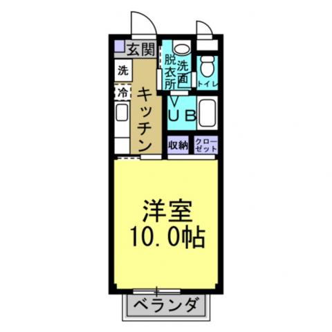 グリーンヒル矢高(1K/2階)の間取り写真