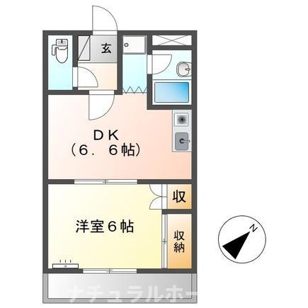 スカイウィング草間(1DK/2階)の間取り写真
