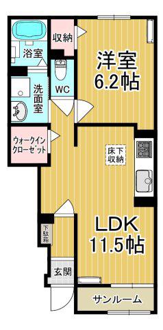 メゾン・ストリートII(1LDK/1階)の間取り写真