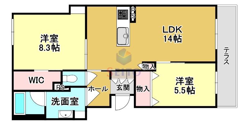 シャーメゾンミーサ(2LDK/1階)の間取り写真