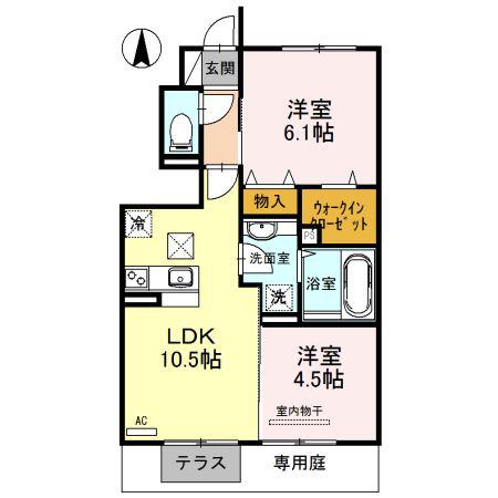 アリジェンス(2LDK/1階)の間取り写真