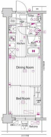 ガーラ・ヴィスタ元住吉(1DK/2階)の間取り写真