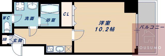 カルム小西II(1K/7階)の間取り写真