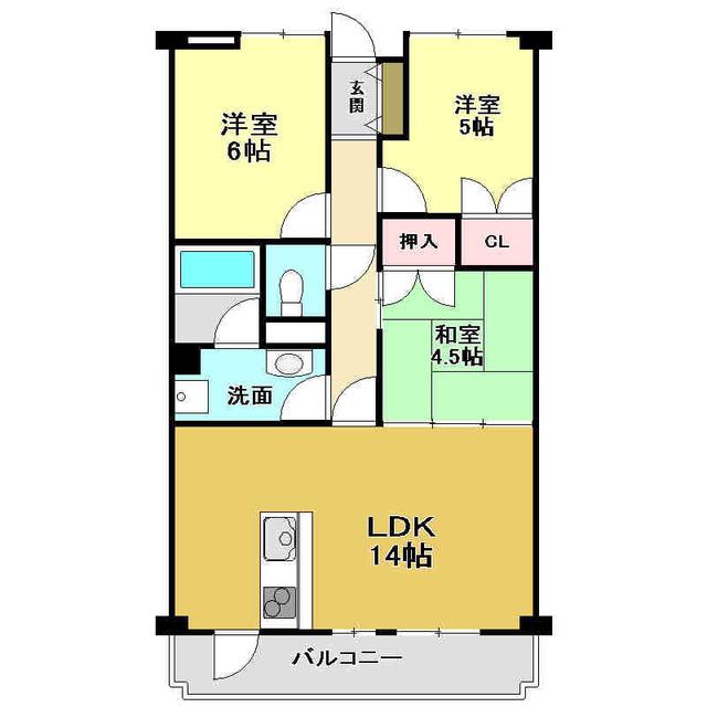 グランディ(3LDK/7階)の間取り写真