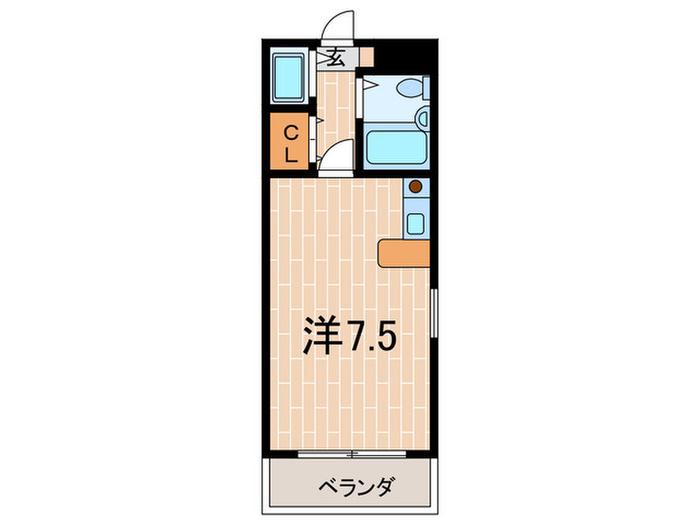 クレスト夙川(ワンルーム/1階)の間取り写真