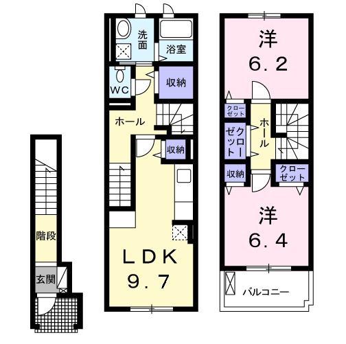 取香牧B(2LDK/2階)の間取り写真