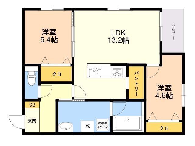 ステラ師吉(2LDK/1階)の間取り写真