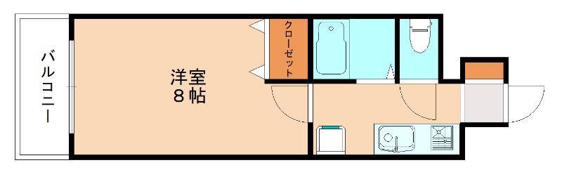 BERGAMOTTO馬借(1K/3階)の間取り写真