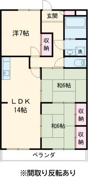 シャトー雁宿(3LDK/4階)の間取り写真