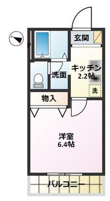 ドミールアッシュ(1K/1階)の間取り写真