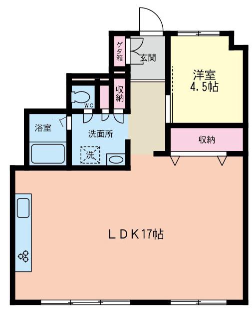 フドウ横須賀三笠ハイツ(1LDK/13階)の間取り写真