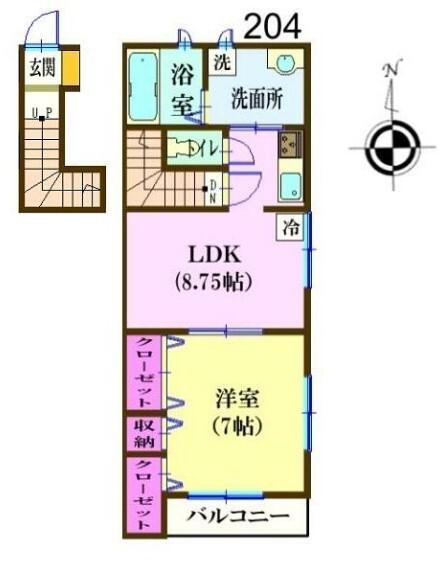 ナリトモ蘇我A(1LDK/2階)の間取り写真