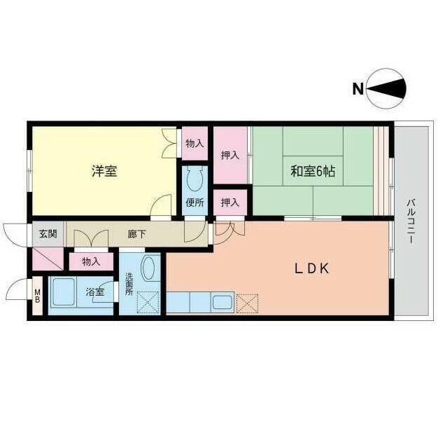 リモージュ宮崎台(2LDK/2階)の間取り写真