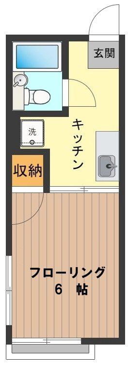 シティハイムフレンドリー(1K/2階)の間取り写真