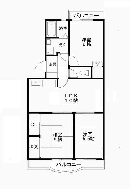 コーポラス仲村(3LDK/4階)の間取り写真