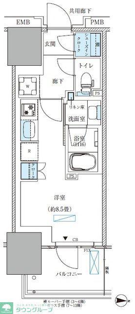 パークアクシス西大島コンフォートスクエア(ワンルーム/13階)の間取り写真