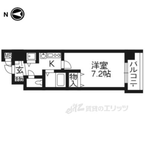 プレサンス京都四条烏丸クロス(1K/3階)の間取り写真