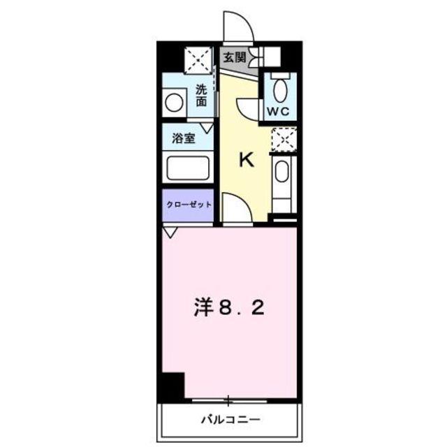 グランツェントB(1K/1階)の間取り写真