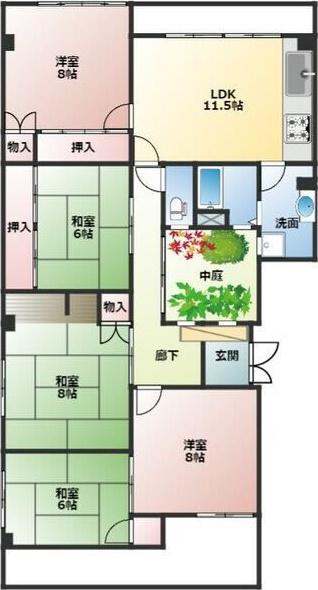ウイング道徳通(5LDK/2階)の間取り写真