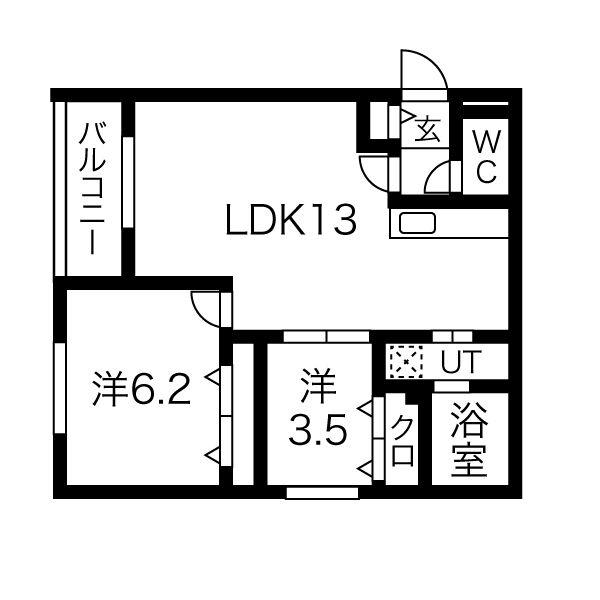 プレシャスキタ24(2LDK/1階)の間取り写真