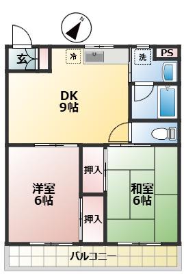 ニューライトマンション(2DK/3階)の間取り写真
