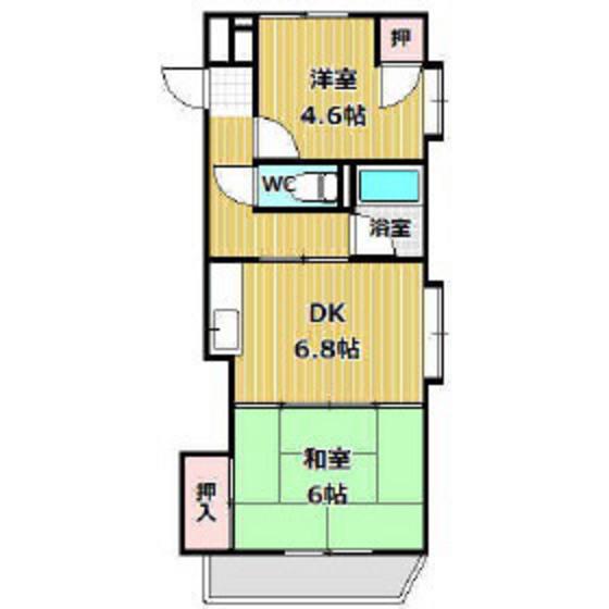 サンシティ丸山 B棟(2DK/2階)の間取り写真
