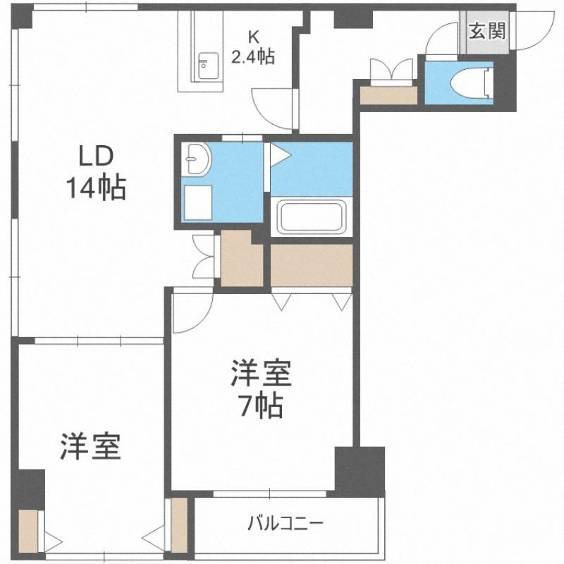 レゾ札幌(2LDK/4階)の間取り写真