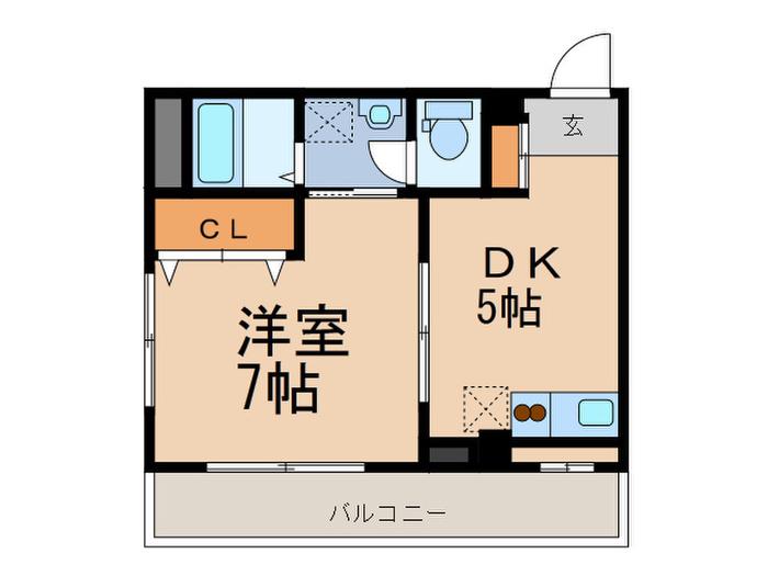 セレブコートII(1DK/2階)の間取り写真