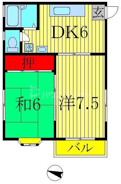 サンピア光ヶ丘(2DK/1階)の間取り写真
