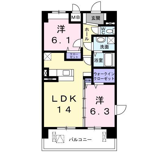 ファミリアレアーレ(2LDK/5階)の間取り写真