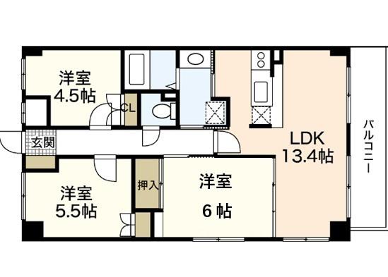 吉川ビル(3LDK/4階)の間取り写真