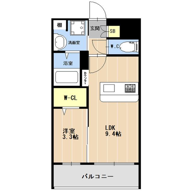 LIBTH竹下(1LDK/6階)の間取り写真