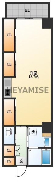 CASA EBANISTA(ワンルーム/4階)の間取り写真