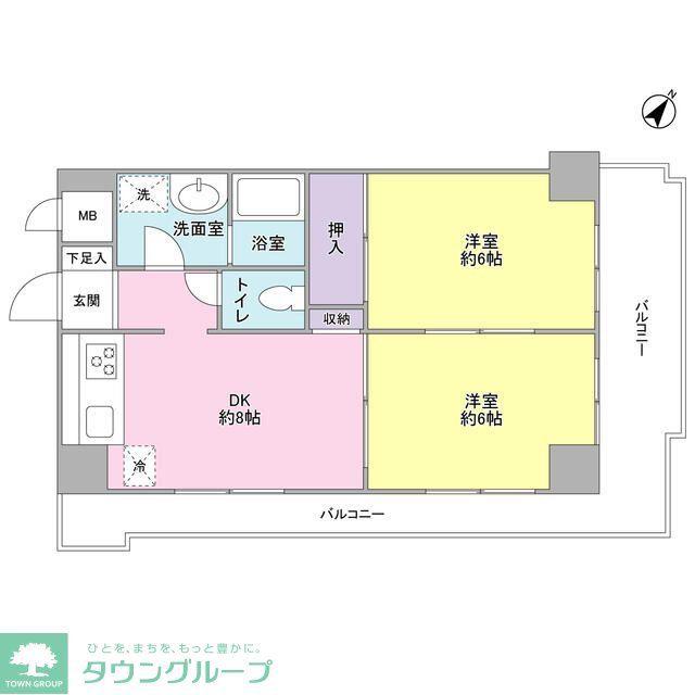 アグレ本八幡(2DK/8階)の間取り写真