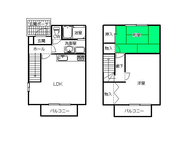 シャンブルハシカベ(2LDK/1階)の間取り写真