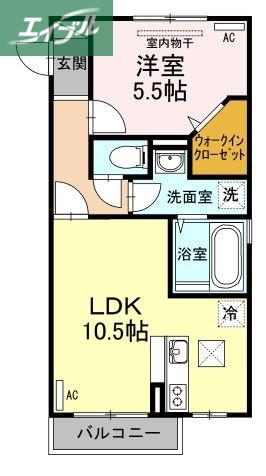 メゾン エミグラント A棟(1LDK/1階)の間取り写真